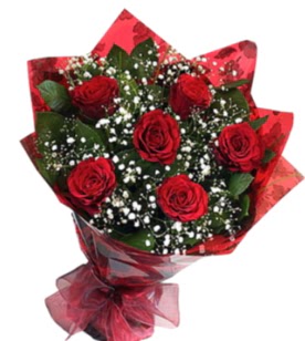 6 adet kırmızı gülden buket  Manisa internetten çiçek siparişi 