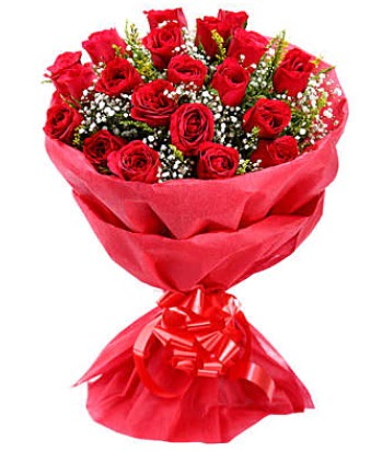 21 adet kırmızı gülden modern buket  Manisa 14 şubat sevgililer günü çiçek 