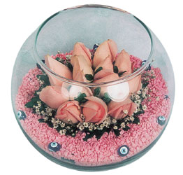  Manisa yurtiçi ve yurtdışı çiçek siparişi  cam fanus içerisinde 10 adet gül