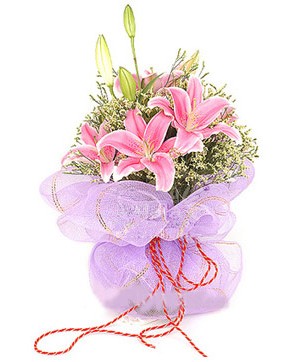 3 dal kazablanka görsel buketi  Manisa yurtiçi ve yurtdışı çiçek siparişi 