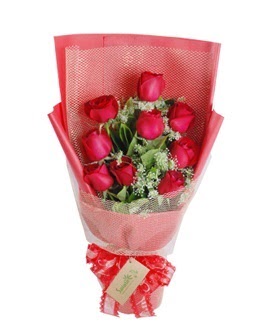 9 adet kırmızı gülden görsel buket  Manisa çiçek servisi , çiçekçi adresleri 