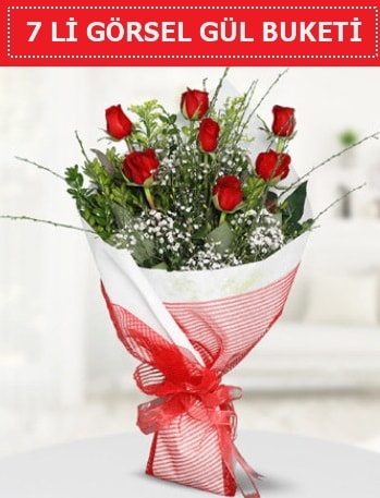 7 adet kırmızı gül buketi Aşk budur  Manisa hediye sevgilime hediye çiçek 